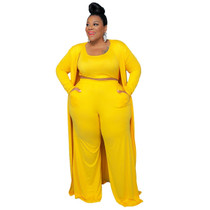 Casual Fashion Sports Home Three-piece Set (Color:Yellow Size:XXL)