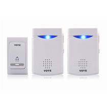 VOYE V006B2 Wireless Remote Control Chime Door Bell with Double-Receiver(White)