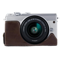 1/4 inch Thread PU Leather Camera Half Case Base for Canon EOS M100 (Coffee)