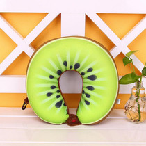 Fruit U Shaped Travel Pillow Nanoparticles Neck Pillow Car Pillows Soft Cushion Home Textile(Kiwi)