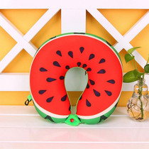 Fruit U Shaped Travel Pillow Nanoparticles Neck Pillow Car Pillows Soft Cushion Home Textile(Watermelon)