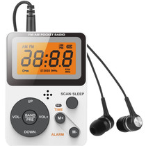 QL-06 Portable FM/AM Digital Display Two-Band Listening Test Radio, Style: US Version(White)