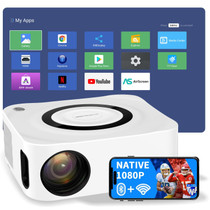 Home HD Projector 1080P Bluetooth WIFI Mobile Phone Smart Projector, Specification: EU Plug(2+16G)