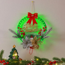 Christmas Wreath Timing Lighting Lights Door Decorations Pine Needle Ornaments Showcase(Golden Flower)