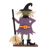 Halloween Decorations Witch Ghost Painted Wooden Ornament Party Decorative Props, Style: Purple Witch