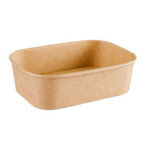 650ml Disposable Kraft Paper Lunch Box Rectangular Round Corner Takeaway Packaging Boxes(K28 Vellum Bowl)