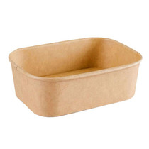 750ml Disposable Kraft Paper Lunch Box Rectangular Round Corner Takeaway Packaging Boxes(K28 Vellum Bowl)