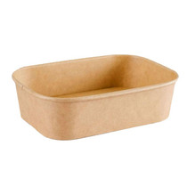 500ml Disposable Kraft Paper Lunch Box Rectangular Round Corner Takeaway Packaging Boxes(K28 Vellum Bowl)