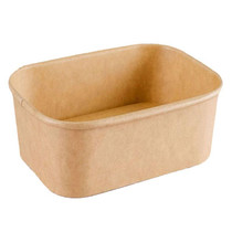 1000ml Disposable Kraft Paper Lunch Box Rectangular Round Corner Takeaway Packaging Boxes(K28 Vellum Bowl)