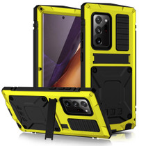 For Samsung Galaxy Note 20 Ultra R-JUST Shockproof Waterproof Dust-proof Metal + Silicone Protective Case with Holder(Yellow)