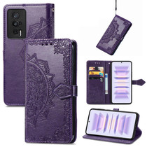 For Xiaomi Redmi K60 Pro Mandala Flower Embossed Leather Phone Case(Purple)