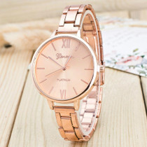 2 PCS Women Large Dial Stainless Steel Fine Strap Quartz Watch(Rose Red)