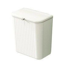 9L Kitchen Hanging Waste Bin with Lid Sliding Cover Under Sink Trash Can(White)