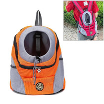 Outdoor Pet Dog Carrier Bag Front Bag Double Shoulder Portable Travel Backpack Mesh Backpack Head, Size:L(Orange)