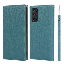 For Samsung Galaxy S20 FE Litchi Texture Horizontal Flip Top Layer Cowhide Leather Case with Holder & Card Slots & Wallet & Strap & Wire Winder(Sky Blue)