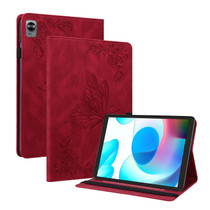 For Realme Pad Mini Butterfly Flower Embossed Leather Tablet Case(Red)