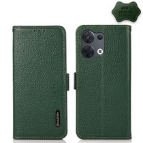 For OPPO Reno8 Pro 5G KHAZNEH Side-Magnetic Litchi Genuine Leather RFID Phone Case(Green)