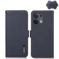 For OPPO Reno8 Pro 5G KHAZNEH Side-Magnetic Litchi Genuine Leather RFID Phone Case(Blue)