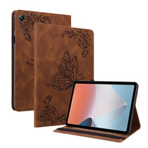 For OPPO Pad Air Butterfly Flower Embossed Leather Tablet Case(Brown)