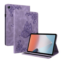 For OPPO Pad Air Butterfly Flower Embossed Leather Tablet Case(Purple)