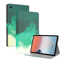 For OPPO Pad Air Watercolor Pattern Flip Leather Tablet Case(Cyan Green)
