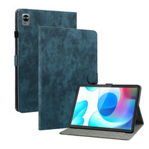 For Realme Pad Mini 8.7 Tiger Pattern PU Tablet Case(Dark Blue)