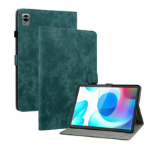 For Realme Pad Mini 8.7 Tiger Pattern PU Tablet Case(Dark Green)