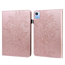 For Realme Pad X Lace Flower Embossing Pattern Leather Tablet Case(Pink)