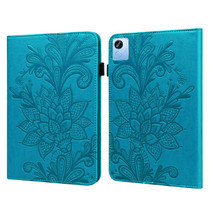 For Realme Pad X Lace Flower Embossing Pattern Leather Tablet Case(Blue)