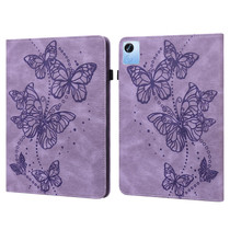 For Realme Pad X Embossed Butterfly Pattern Leather Tablet Case(Purple)