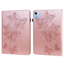 For Realme Pad X Embossed Butterfly Pattern Leather Tablet Case(Pink)