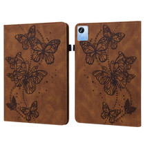 For Realme Pad X Embossed Butterfly Pattern Leather Tablet Case(Brown)