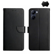 For Realme 10 5G Genuine Leather Fingerprint-proof Flip Phone Case(Black)