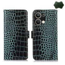 For OPPO Reno9 Pro+ Crocodile Top Layer Cowhide Leather Phone Case(Green)