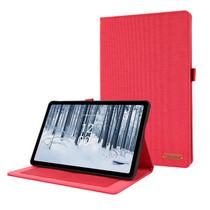 For Nokia T21 Fabric Leather Tablet Case with Wake-up / Sleep Function(Red)