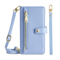 For Samsung Galaxy Note 20 Ultra Sheep Texture Cross-body Zipper Wallet Leather Phone Case(Blue)