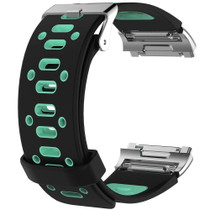 For Fitbit Ionic Two-tone Silicone  Watch Band with Buckle & Connector(Black + Green)