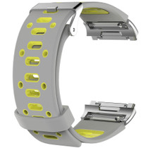 For Fitbit Ionic Two-tone Silicone  Watch Band with Buckle & Connector(Grey + Yellow)