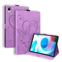 For Realme Pad Mini 8.7 inch Love Butterfly Pattern Leather Tablet Case with Holder & Sleep(Purple)