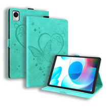 For Realme Pad Mini 8.7 inch Love Butterfly Pattern Leather Tablet Case with Holder & Sleep(Green)