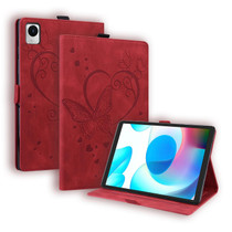 For Realme Pad Mini 8.7 inch Love Butterfly Pattern Leather Tablet Case with Holder & Sleep(Red)