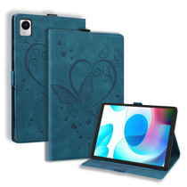 For Realme Pad Mini 8.7 inch Love Butterfly Pattern Leather Tablet Case with Holder & Sleep(Blue)