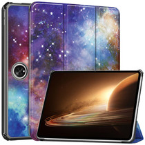 For OPPO Pad 2 11.6 inch Custer Painted 3-Fold Holder Smart Leather Tablet Case(Milky Way Nebula)