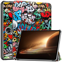 For OPPO Pad 2 11.6 inch Custer Painted 3-Fold Holder Smart Leather Tablet Case(Graffiti)