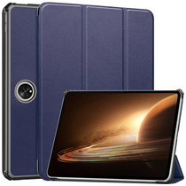 For OPPO Pad 2 11.6 inch Custer Pure Color 3-Fold Holder Smart Leather Tablet Case(Dark Blue)
