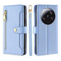 For Xiaomi 13 Ultra 5G Lite Sheep Texture Cross-body Zipper Wallet Leather Phone Case(Blue)