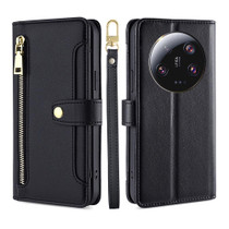 For Xiaomi 13 Ultra 5G Lite Sheep Texture Cross-body Zipper Wallet Leather Phone Case(Black)