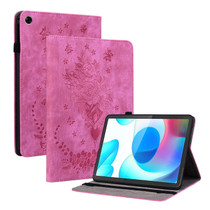 For Realme Pad 10.4 / Pad 5G 10.4 Butterfly Rose Embossed Leather Tablet Case(Rose Red)