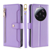 For Xiaomi 13 Ultra 5G Lite Sheep Texture Cross-body Zipper Wallet Leather Phone Case(Purple)