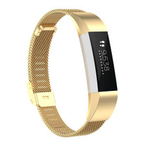 For Fitbit Alta / Alta HR / ACE Watch Button Mesh Metal Replacement Strap Watchband, Size:L(Gold)